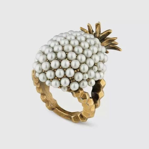 

Новый дизайн Vintage Pearl ананас кластера кольца для женщин ювелирные изделия кристал