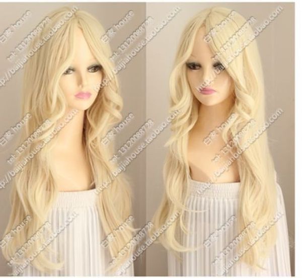 

cos light blonde long curly cosplay full wig, Black