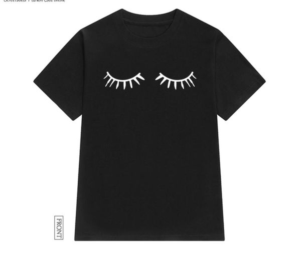 

eyelash printing loose short-sleeved t-shirt, White