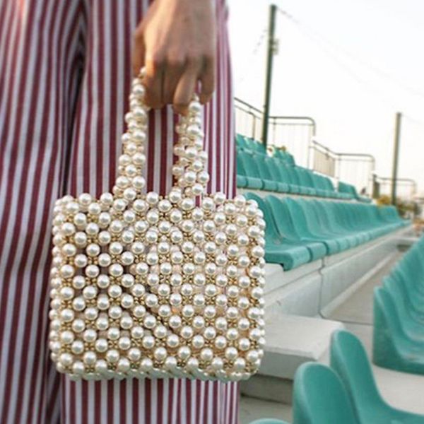 

Pearls Bag Beading Bags for Women 2018 Luxury Pearl Top-handle Women Handbags Acrylic Box Totes Brands Evening Party Bags Design