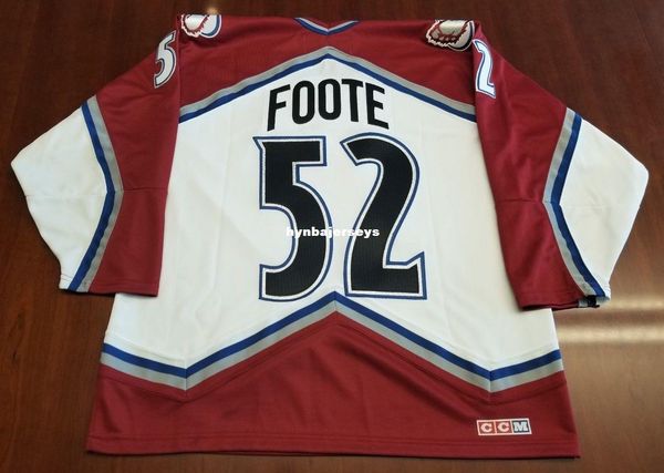 

custom adam foote vintage colorado avalanche ccm hockey jersey white mens retro jerseys, Black;red
