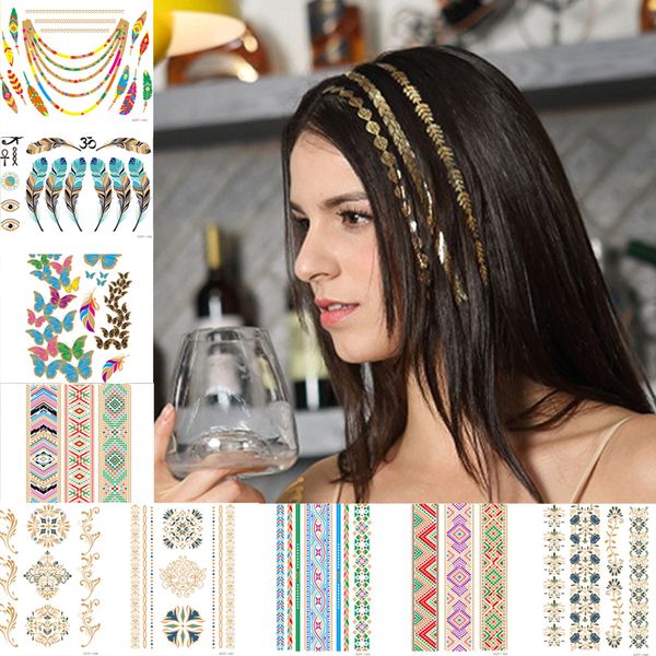 Temporary Hair Tattoo Taty Henna Metallic Temporary Tattoos Women