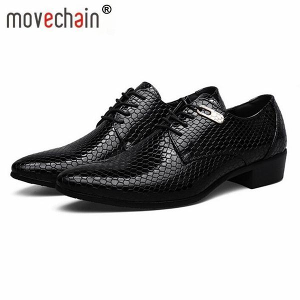 

men's fashion snakeskin grain leather lace-up dress shoes mens business office oxfords man casual wedding flats eur size 38-47, Black