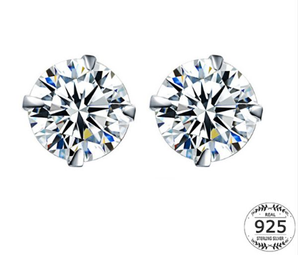 925 Sterling Silver CZ brincos para mulheres jóias simples Zircon cúbico Ear Piercing Publicar Brincos