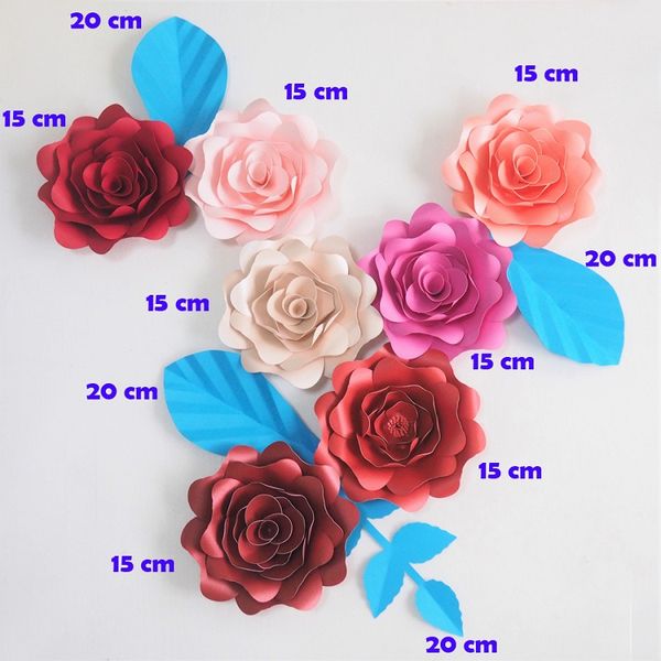 

diy giant paper flowers artificial flowers fleurs artificielles backdrop rose 7cs+ 4 leave wedding party decor nursery mix color fake flower