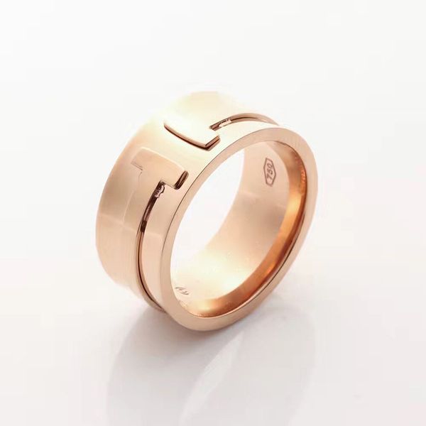 

factory price direct selling foreign trade t letter ring t letter wide face simple ring 18k gold men and women ring, Silver
