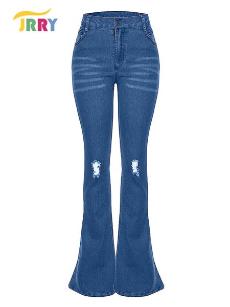 

jrry woman jeans full length skinny high ripped hollow out, Blue