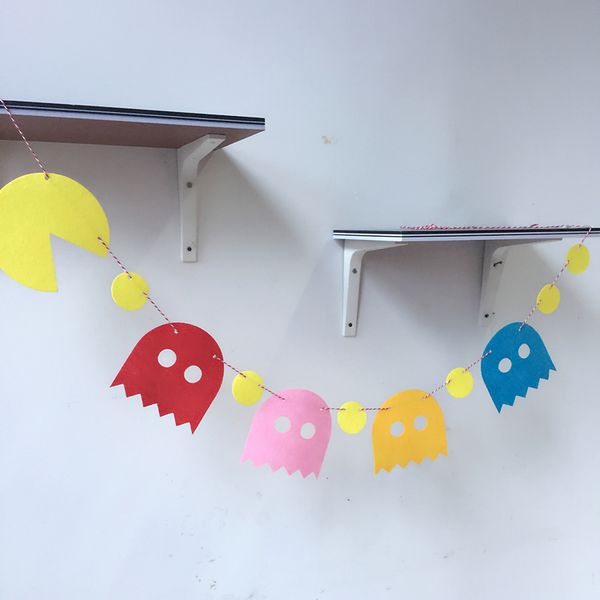 Pac Man 3 Mete Felt Banner Flag Birthday Party Photo Clip