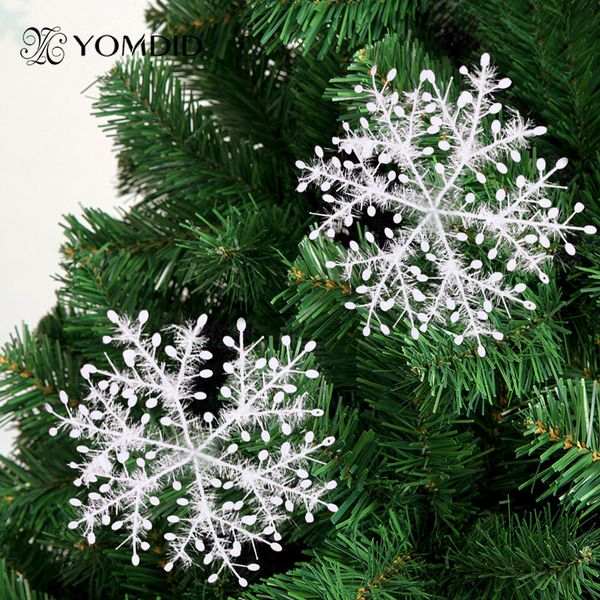 

6pcs snowflake christmas supplies 18 cm white plastic christmas ornaments tree hanging decoration window door decor