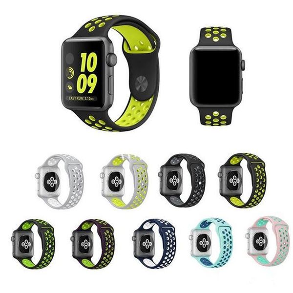 

sports nk silicone watchband for apple watch hole contrast color replacement watch straps flexible bands strap for iwatch 38mm 42mm 2018