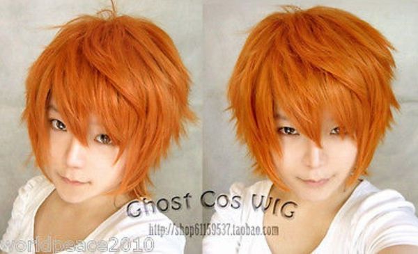 

new orange short straight cos wig, Black