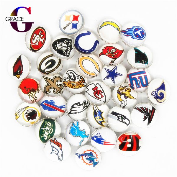 

mix football team sports charms 18mm replaceable ginger glass snap buttons fit snaps bracelets&bangles diy jewelry