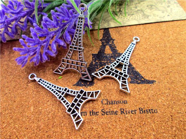 

30pcs--eiffel tower charms,antique tibetan brass tone 2 sided eiffel tower charm pendant 25x45mm, Bronze;silver