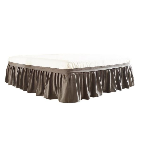 

pink elastic bed shirts without surface elastic band polyester bed skirt 40cm height apron for wedding home use bedspread