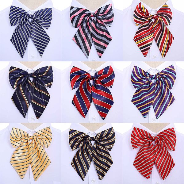 

bow ties stewardess korean cravat butterfly 1pc bowties neck wear accessories women vintage 2018 new silk striped, Black;blue