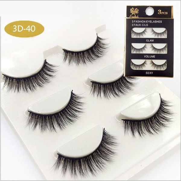 

3 pair/pack 3d mink eyelashes cross natural false eyelashes strips handmade eyelashes extensions faux cils wimper beauty tools