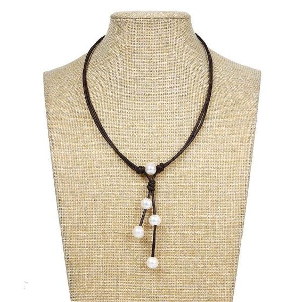 

wholesale pearl jewellery,womens pearl size white pearls beads two layers black leather necklace,perfect girl gift