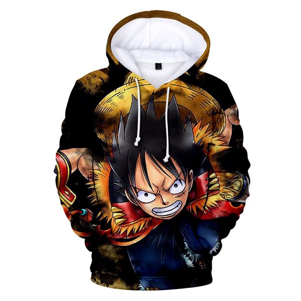

2018 anime one piece 3d hoodie harajuku hoody sweatshirt plus size hoodies and sweatshirts casual clothing mens pullover, Black