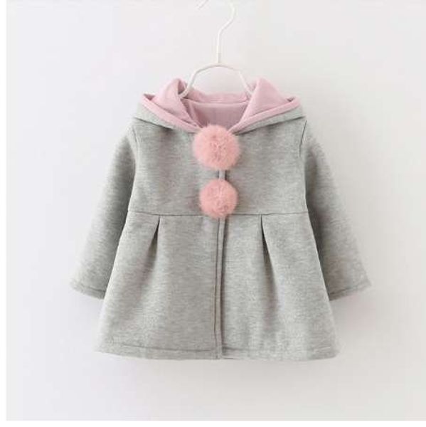 

cute rabbit ear hooded baby girls coat spring autumn kids jacket outerwear & coat children clothing baby wear girl coats, Blue;gray