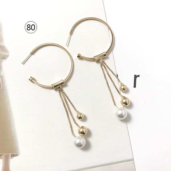 

fashion gold color big circle geometric long dangle earrings for women pearl drop earring party exaggerated jewelry gift n0235, Silver