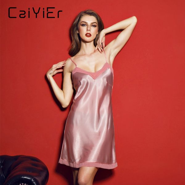 

caiyier nightgown for women solid lingerie 2018 shoulder-strap nightwear 2018 lace sleepwear nightgown lsb3171, Black;red