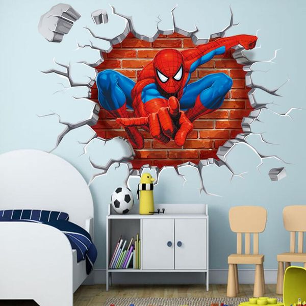 Acquista 45 50 cm 3d foro famoso cartoon movie spiderman wall ... Wall stickers per bambini