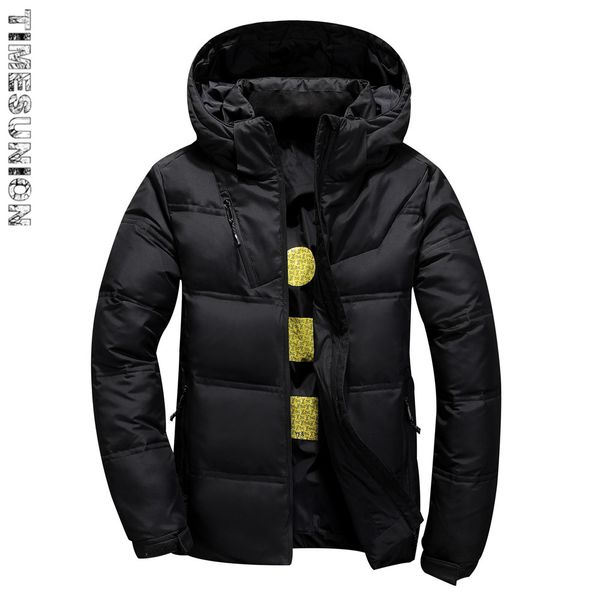 

windproof thick winter jacket men brand clothing hooded warm coat male black solid parkas jacket