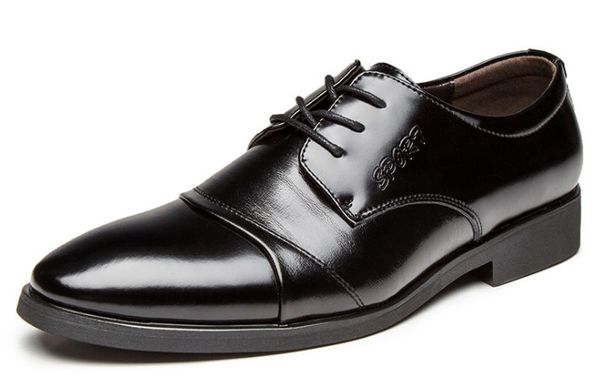 

mens leather shoes with pointed toes big sized official shoes elegant mens flat heel shoes casual hidden heel shoe for men zy09, Black