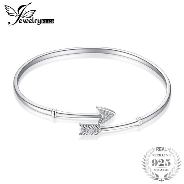 

jewelrypalace 925 sterling silver cupid's arrow cubic zirconia adjustable cuff bracelet 2018 selling personal jewelry, Golden;silver