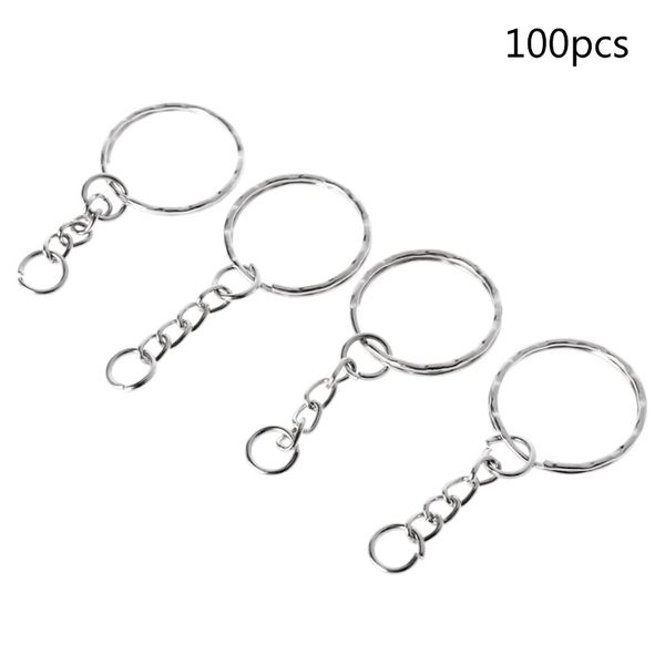 

100pcs/set diy 25mm keyring keychain split ring short chain key fob rings craft, Silver