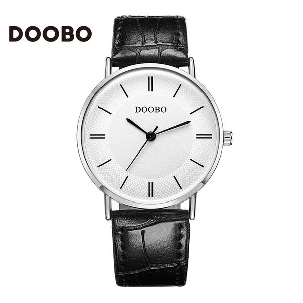 

doobo fashion casual wrist watch pu belt men's watch luxury male quartz, Slivery;brown