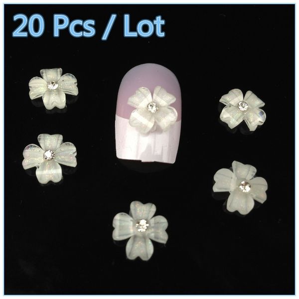 

20pcs 3d white flower manicure glitters stickers beads nail art tips diy decorations + (nr-ws62, Silver;gold