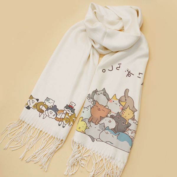 

anime neko atsume scarves scarf cosplay soft cat's backyard scarf shawl fashion new xmas christmas gifts unisex, Silver