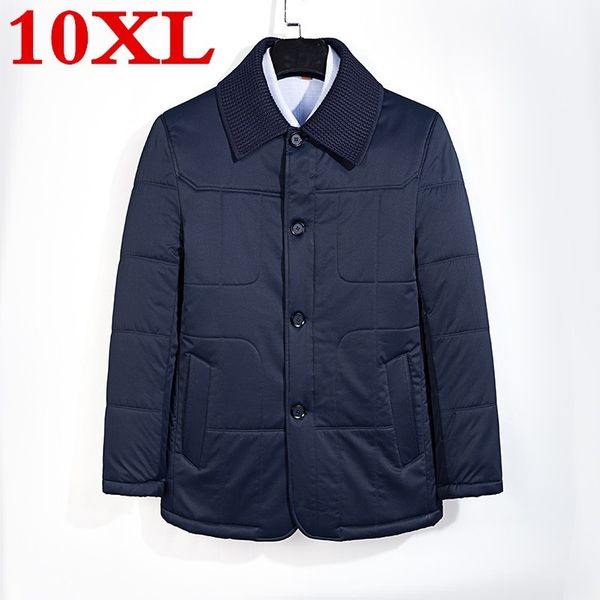 

big size 10xl clothing winter jacket men warm causal parkas cotton turn down collar winter jacket male padded overcoat outerwear, Black