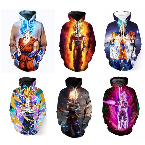 

Mens womens 3D Hoodies 13styles 2018 Newest Anime Dragon Ball Z Super Saiyan Hooded Sweatshirts Goku Vegeta Majin Buu 3D Pullovers