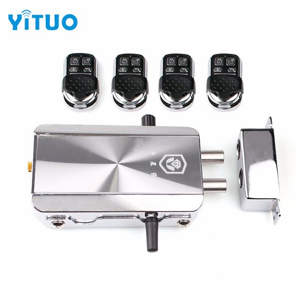 2019 Wireless Electronic Lock With Remote Control Keys Opening Invisible Intelligent Lock Wireless Keyless Door Lock With 4 Remote Controllers From