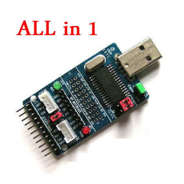 Freeshipping ALL IN 1 CH341A Modulo adattatore seriale da USB a SPI/I2C/IIC/UART/TTL/ISP Convertitore EPP/MEM per debugging pennello seriale RS232, RS485