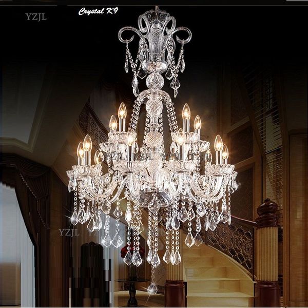 Long Stair Chandelier Crystal Large Foyer Light Modern Fashion