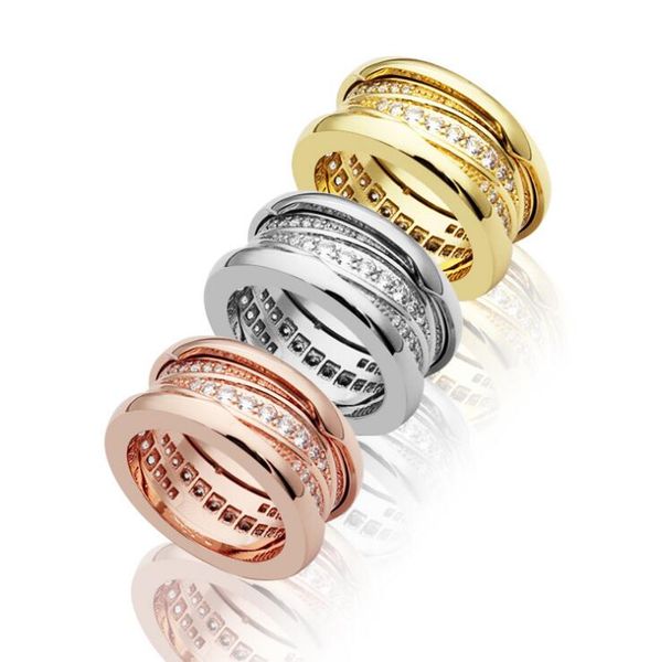 

Luxury Titanium Stainless Steel & Rhinestone Ripple Rings,Yellow gold/Rose gold/Silver Metal colors Women/Men Wedding Band Jewelry