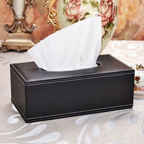 

yazi rectangular pu leather dustproof tissue case storage box paper towel napkin holder for home office car