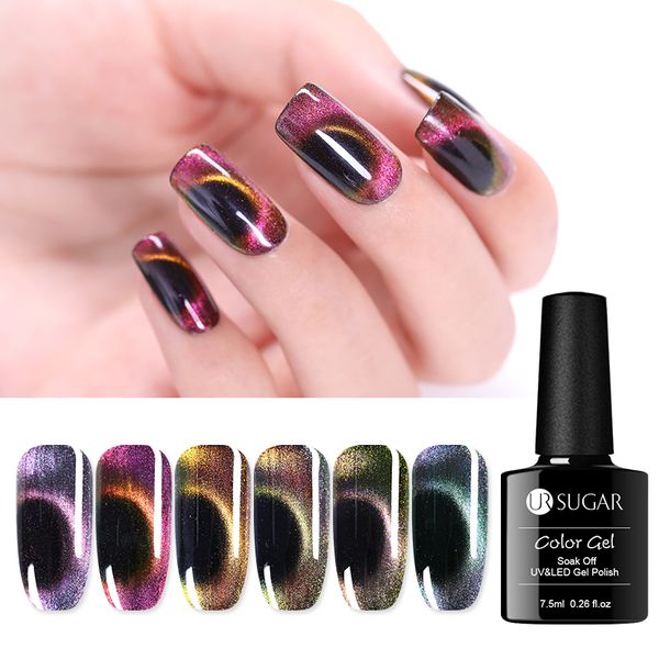 

ur sugar 3d magic cat eye uv gel polish magnetic soak off nail art gel varnish for salon home diy 7.5ml, Red;pink