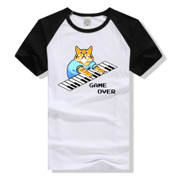 

Summer Men T Shirt Funny Printed Loose Basic Tee Cat Printed O-neck Short Sleeves Top Clothings