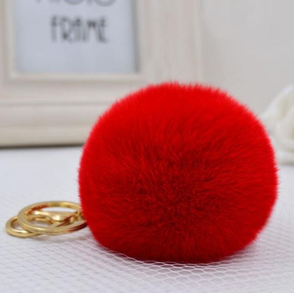 

2018 new 17 color trinket keychain pompons keychains fur keychain fluffy key chains for cars keyrings trinkets pom pom keychain, Silver