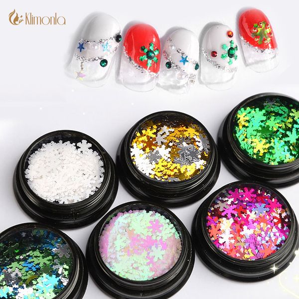 

2 bottles christmas snowflake nail sequins laser symphony nail glitter flakes gel polish art decoration diy manicure tools, Silver;gold