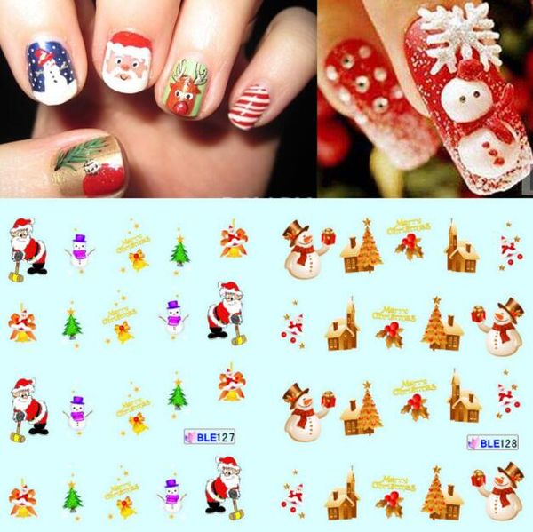 

new nail art 3d christmas cartoon stickers decals water transfer nail stickers factory outlets nail jewelry ing, Black