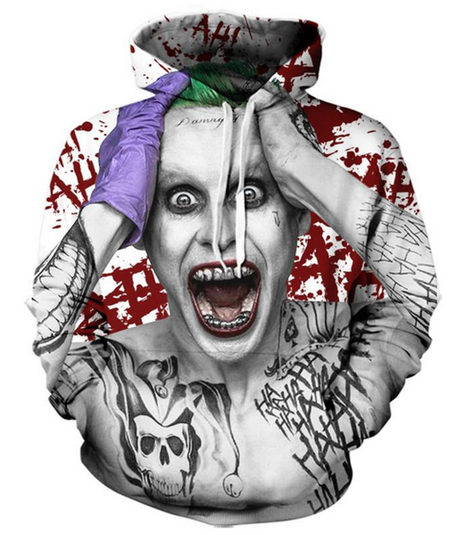 

fashion men/women suicide squad joker funny 3d printed crewneck sweatshirt hoodies fashion casual hoodies h68, Black