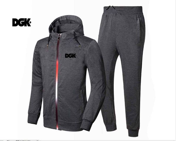 

68n177 fashion style dgk tracksuits men zipper sweat suit outdoor hip hop clothing casual sportswear,ing, Gray