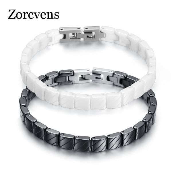 

zorcvens new fashion ceremic bangle bracelets 316l stainless steel toggle-clasps black and white colors men jewelry never fade