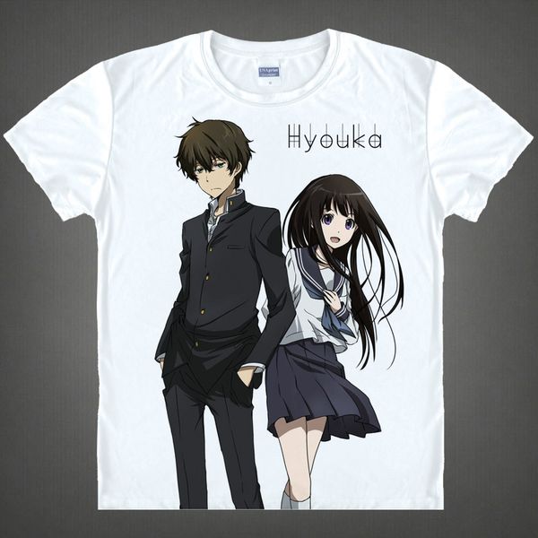 

hyouka t-shirts multi-style short sleeve shirts hyouka dessert ro oreki eru chitanda cosplay shirt, White;black