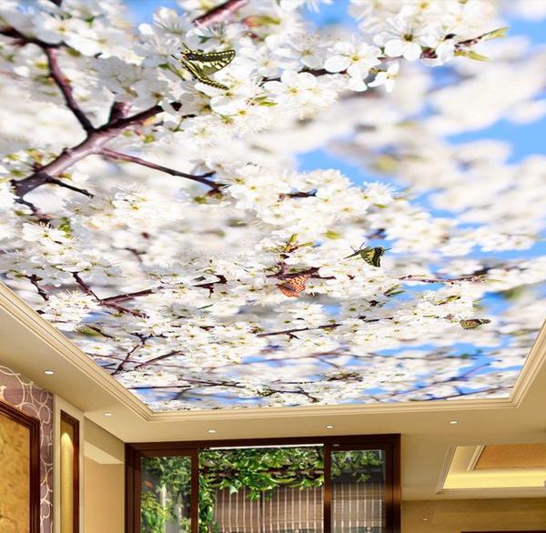 Photo feito sob encomenda 3D Murais do teto do papel de parede Pintura da flor de pêssego da pintura da parede 3d papel de parede para paredes 3d